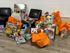 Toys collected by the Hays Boys for toys for tots